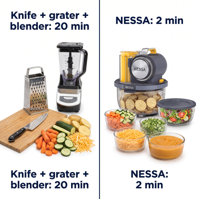 Nessa 5-in-1 Prep System: Chop, Slice, Crinkle, Shred, Puree