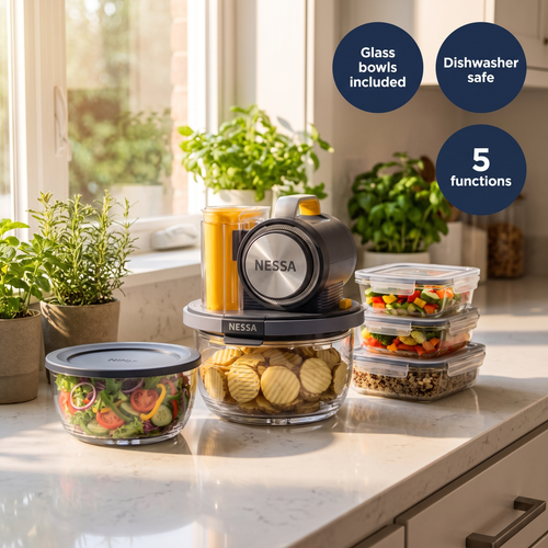 Nessa 5-in-1 Prep System: Chop, Slice, Crinkle, Shred, Puree