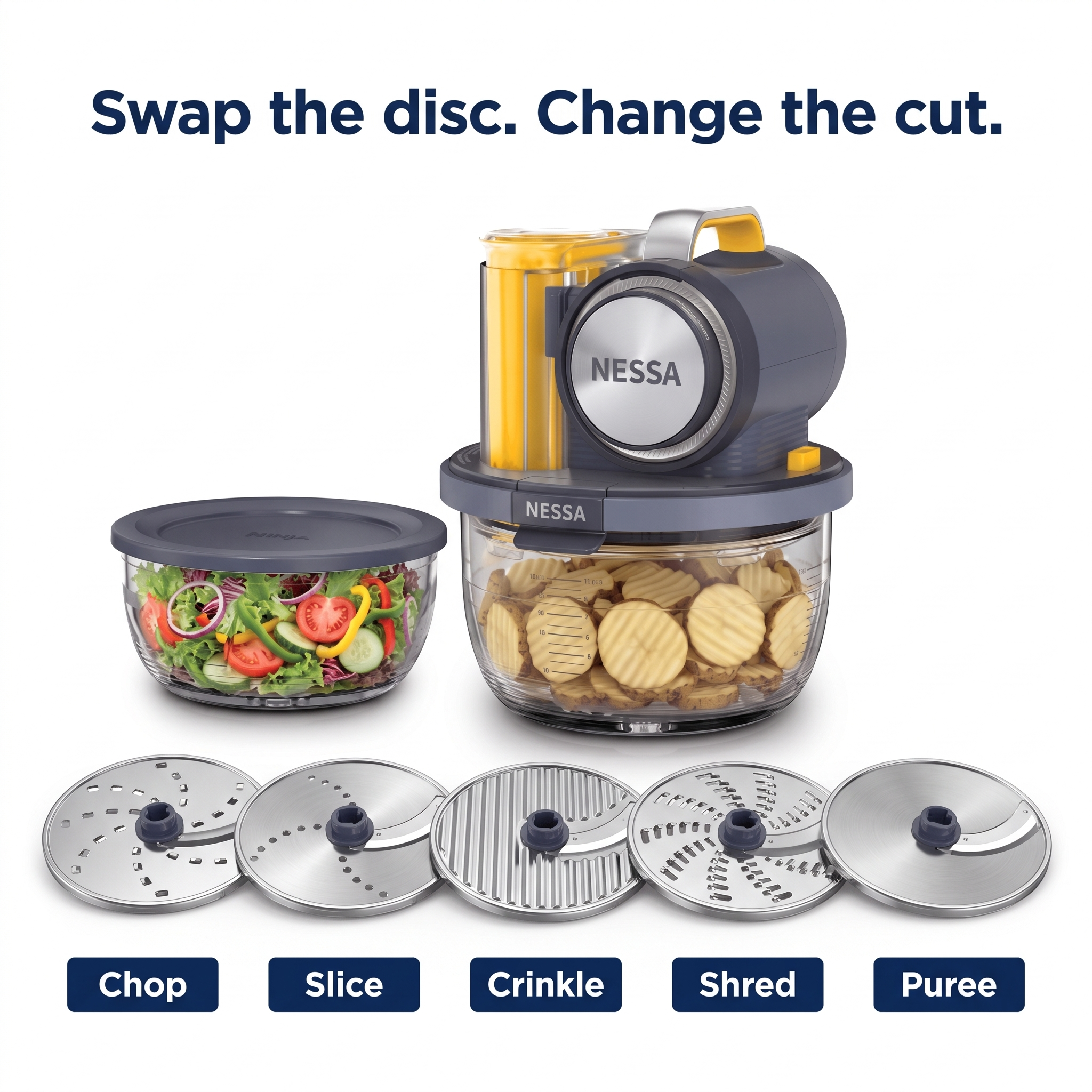 Nessa 5-in-1 Prep System: Chop, Slice, Crinkle, Shred, Puree